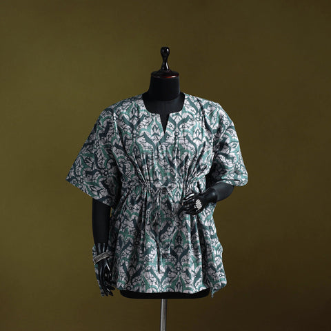 Hand batik cotton short kaftan 10 - handcrafted