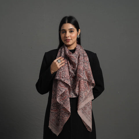 Block Print Pedana Kalamkari Wool Stole