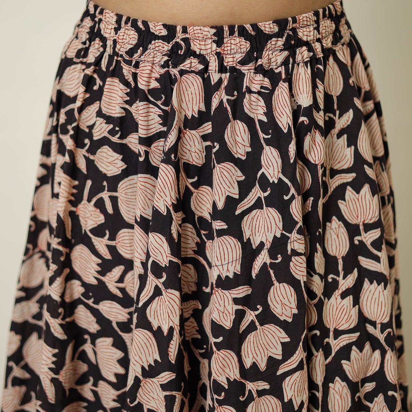 Multicolor - hand printed cotton long bagru skirt 11