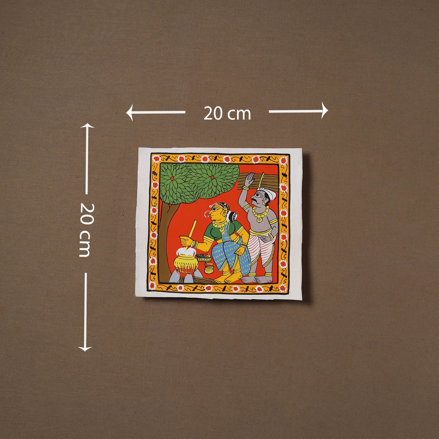 Handpainted Cheriyal Scroll Painting by Dhanalakota Sai Kiran (8 x 8 in) 61