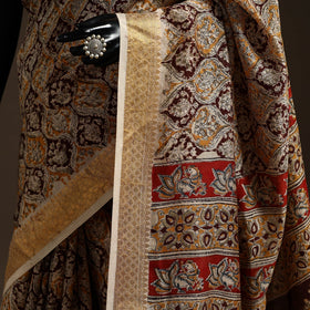 Brown - natural dyed pedana chanderi silk kalamkari saree