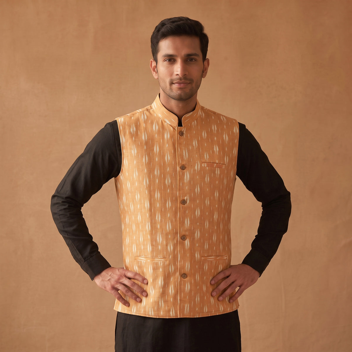 Pochampally Ikat Cotton Men Nehru Jacket 02