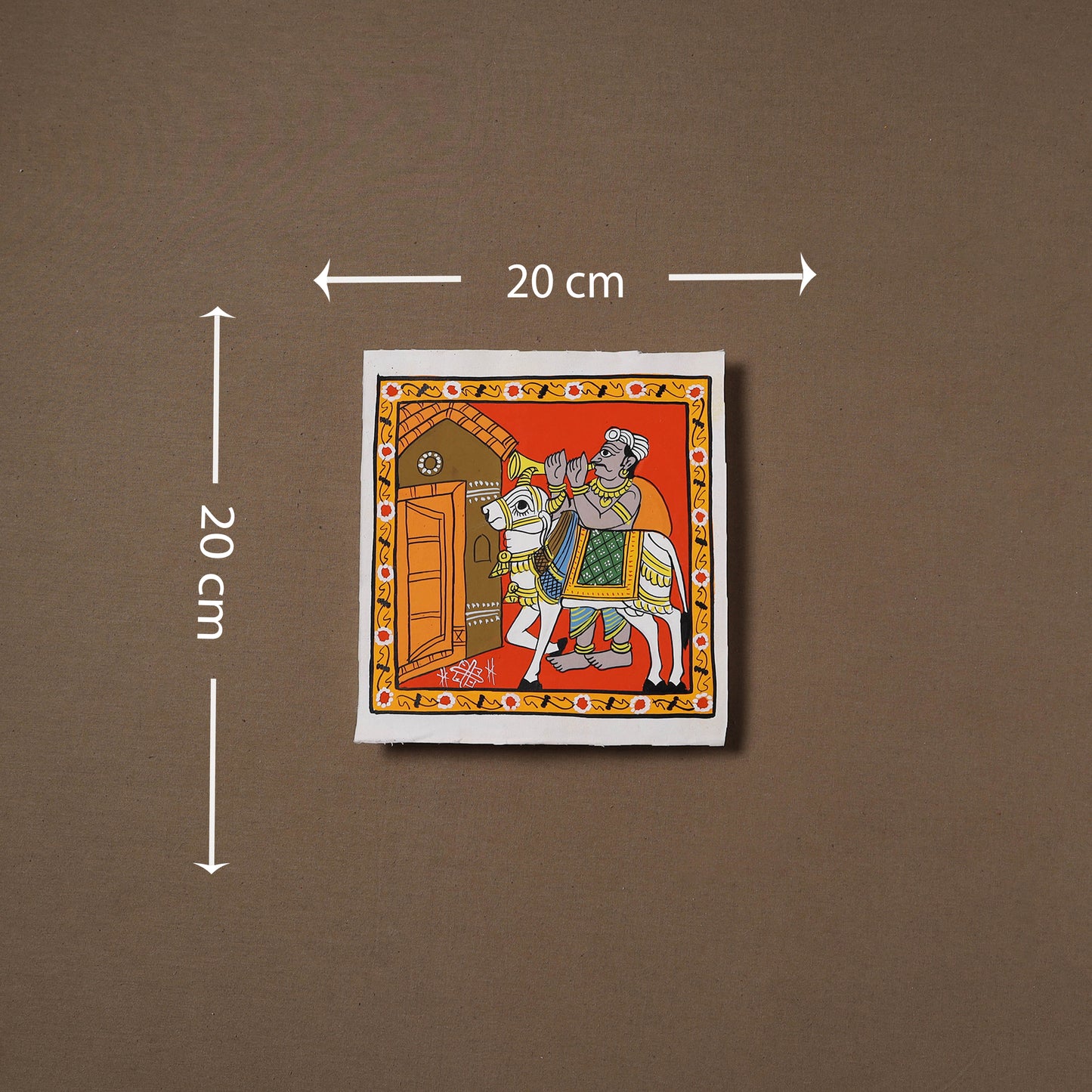 Handpainted Cheriyal Scroll Painting by Dhanalakota Sai Kiran (8 x 8 in) 62