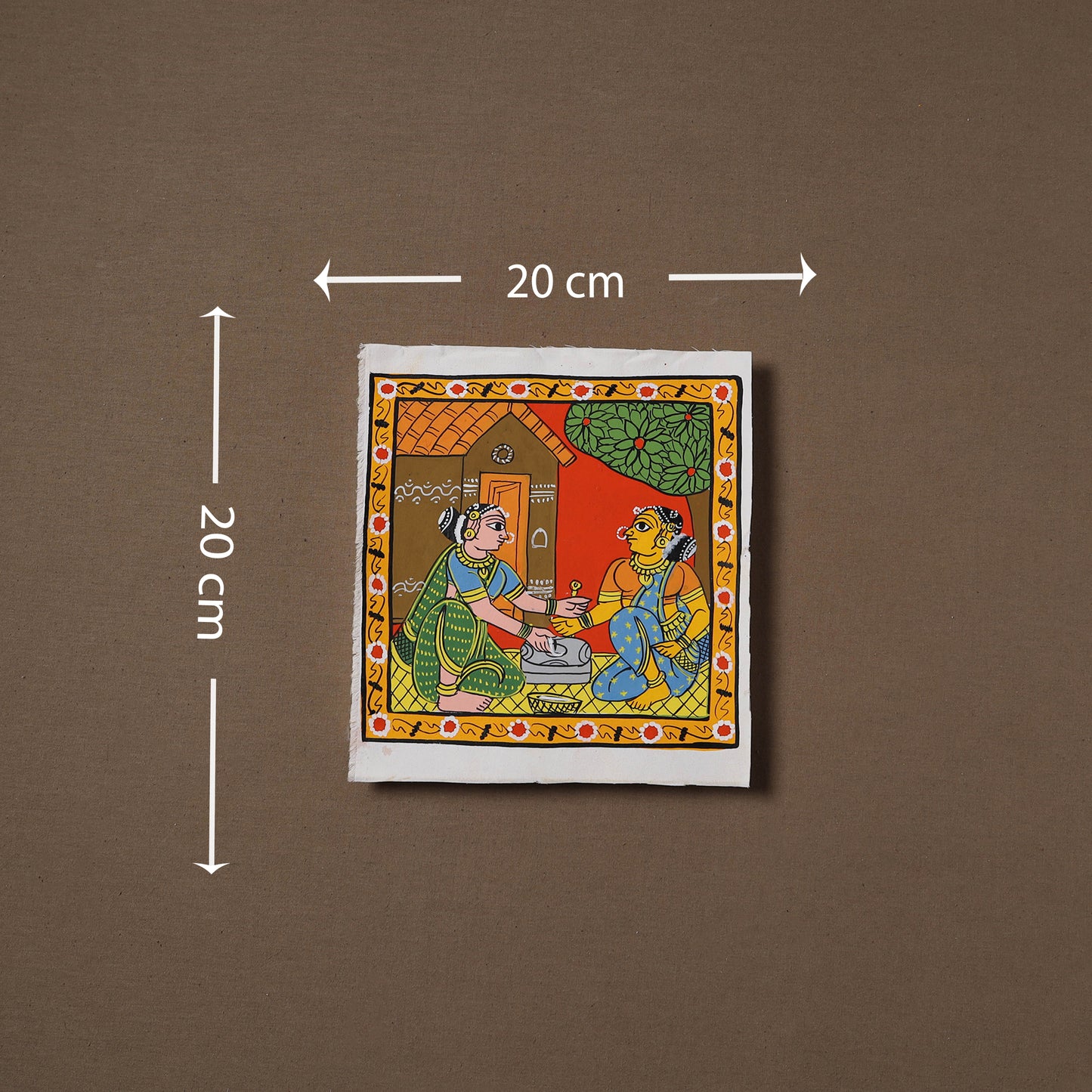 Handpainted Cheriyal Scroll Painting by Dhanalakota Sai Kiran (8 x 8 in) 63