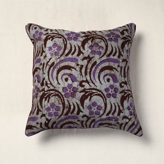 Grey - Hand Batik Printed Cotton Cushion Cover (16 x 16 in)