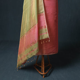 Handloom Maheshwari Silk Tissue Zari Unstitched Dress Material: Kurta with Dupatta 03