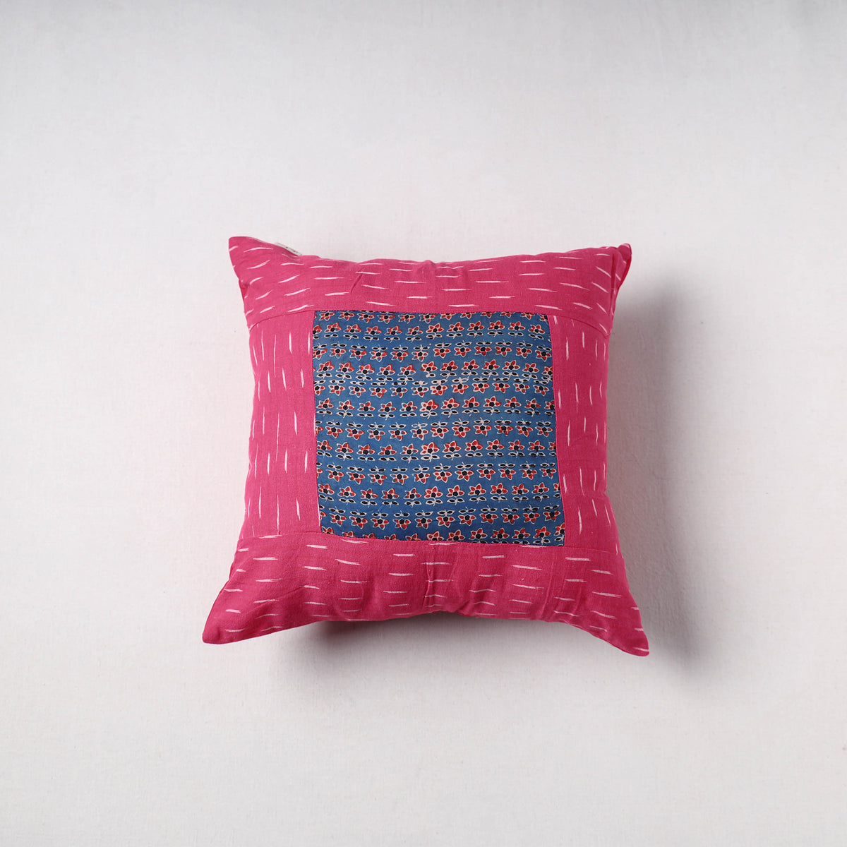 Pochampally Ikat Cushion Cover with Ajrakh Patch (16 x 16 in) 46
