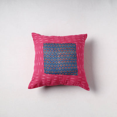 Pochampally Ikat Cushion Cover with Ajrakh Patch (16 x 16 in) 46