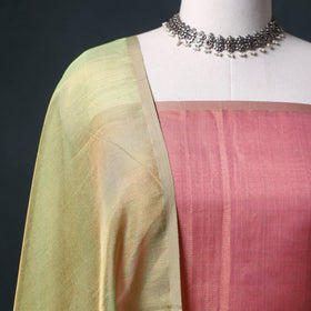 Handloom Maheshwari Silk Tissue Zari Unstitched Dress Material: Kurta with Dupatta 03