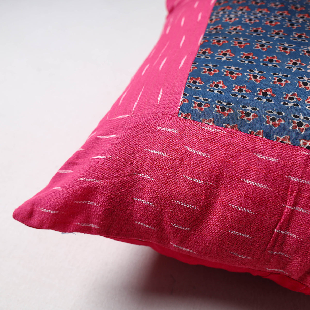 Pochampally Ikat Cushion Cover with Ajrakh Patch (16 x 16 in) 46