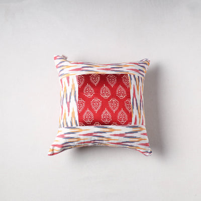 Pochampally Ikat Cushion Cover with Ajrakh Patch (16 x 16 in) 47