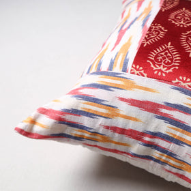 Pochampally Ikat Cushion Cover with Ajrakh Patch (16 x 16 in) 47