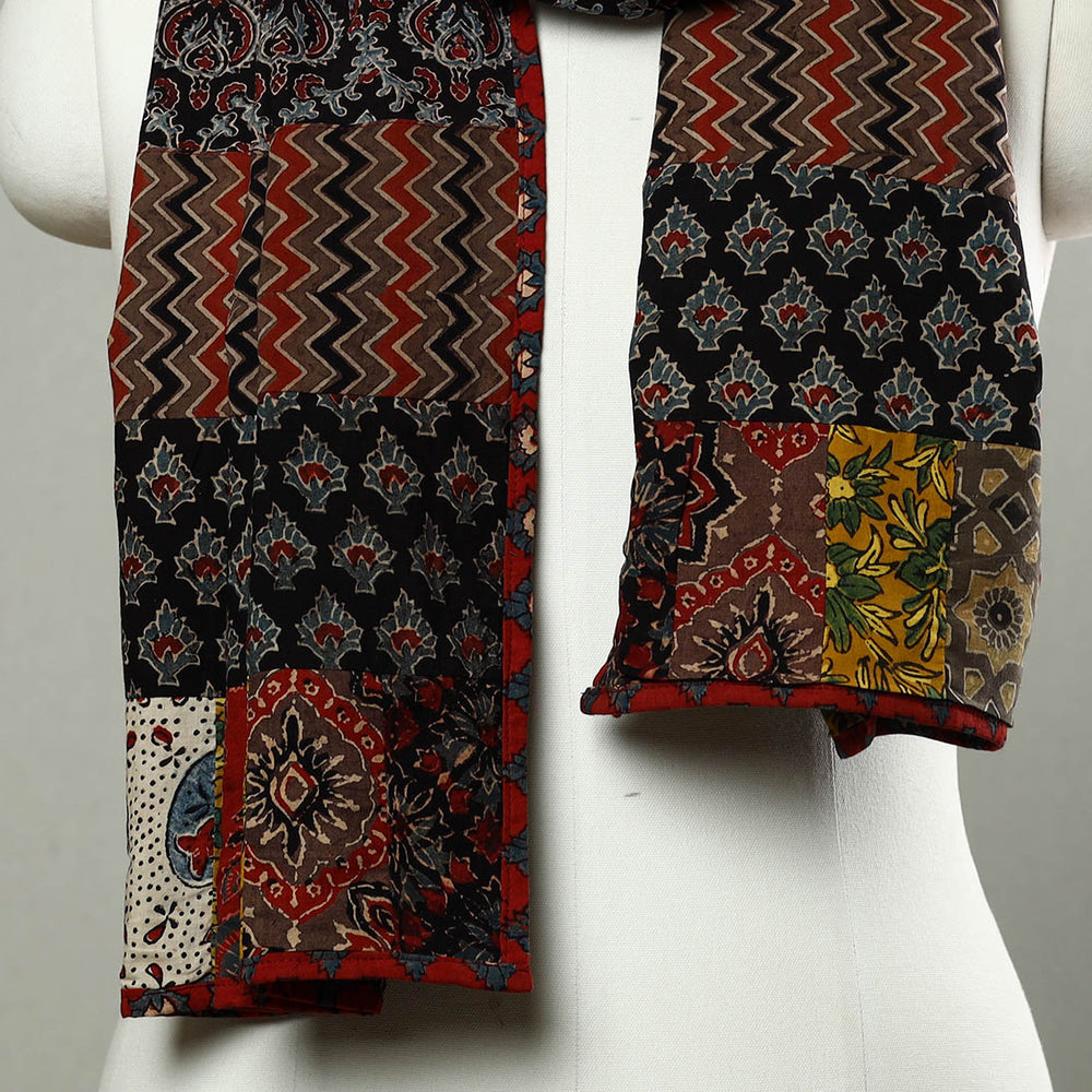 Multicolor - Patchwork Cotton Stole in Ajrakh Block Prints 38