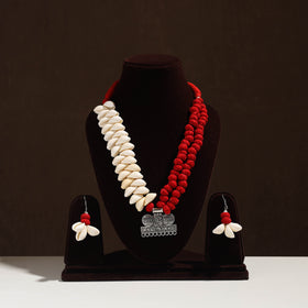 Buy Handmade German Silver Shell Necklace Set