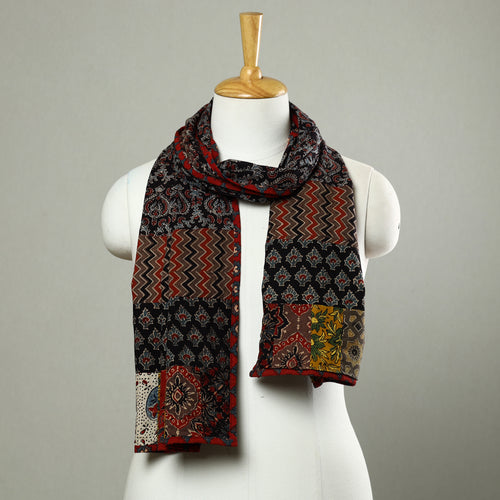 Multicolor - Patchwork Cotton Stole in Ajrakh Block Prints 38