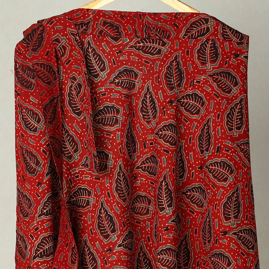 Red - Block Print Cotton Wrap Around Ajrakh Skirt 32