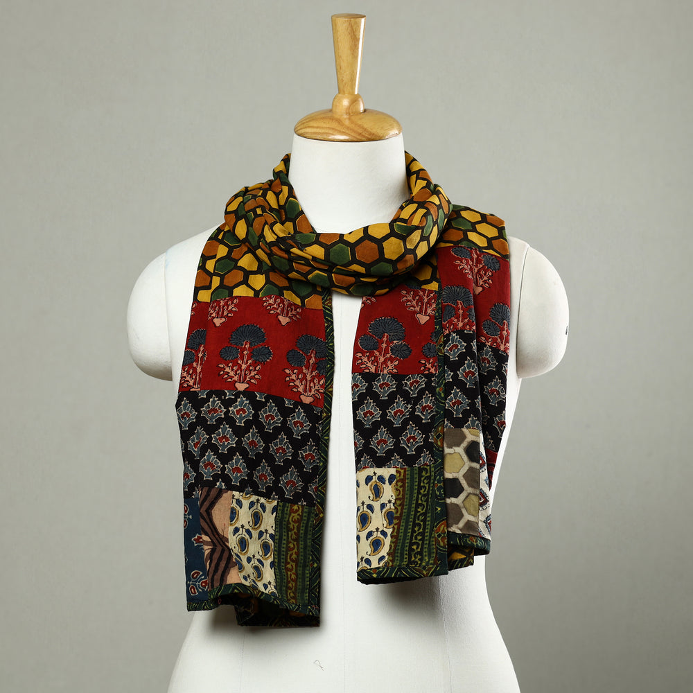 Multicolor - Patchwork Cotton Stole in Ajrakh Block Prints 39