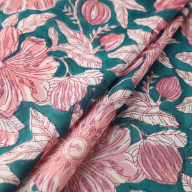 Buy Peach Block Print Cotton Sanganeri Fabric