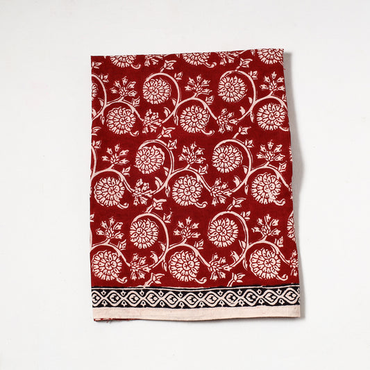 Red - Bagh Block Printed Cotton Precut Fabric 10