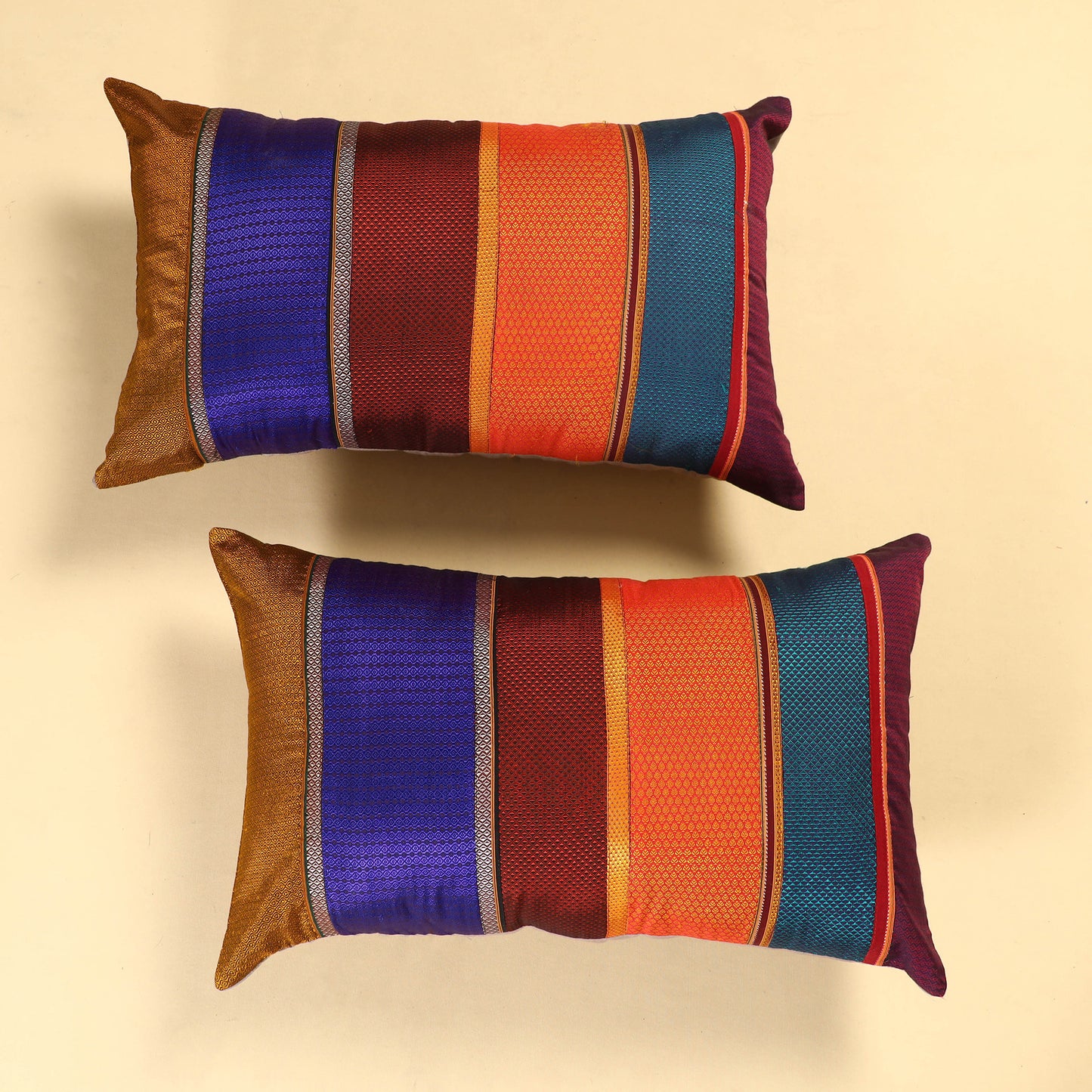 Multicolor - Set of 2 - Khun Patchwork Cotton Pillow Covers (25 x 15 in) 33