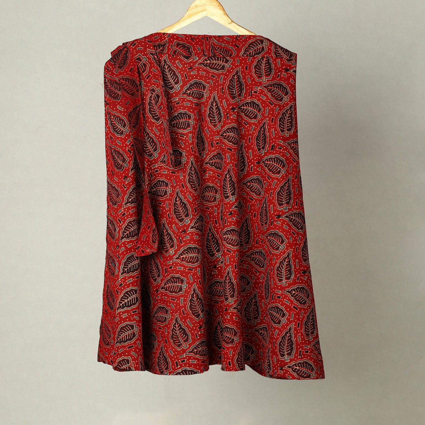 Red - Block Print Cotton Wrap Around Ajrakh Skirt 32