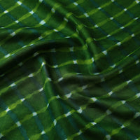 Green - Handloom Chanderi Silk Mothra Tie-Dye Leheriya Fabric 03