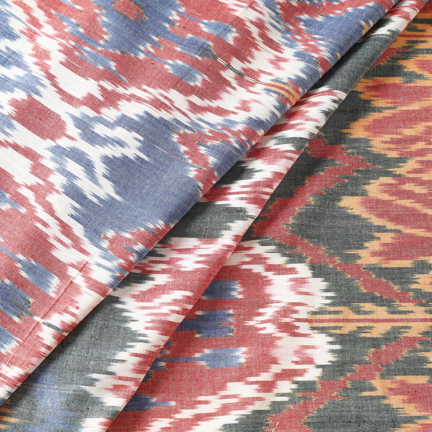 Multicolor - Pochampally Central Asian Ikat Cotton Handloom Fabric