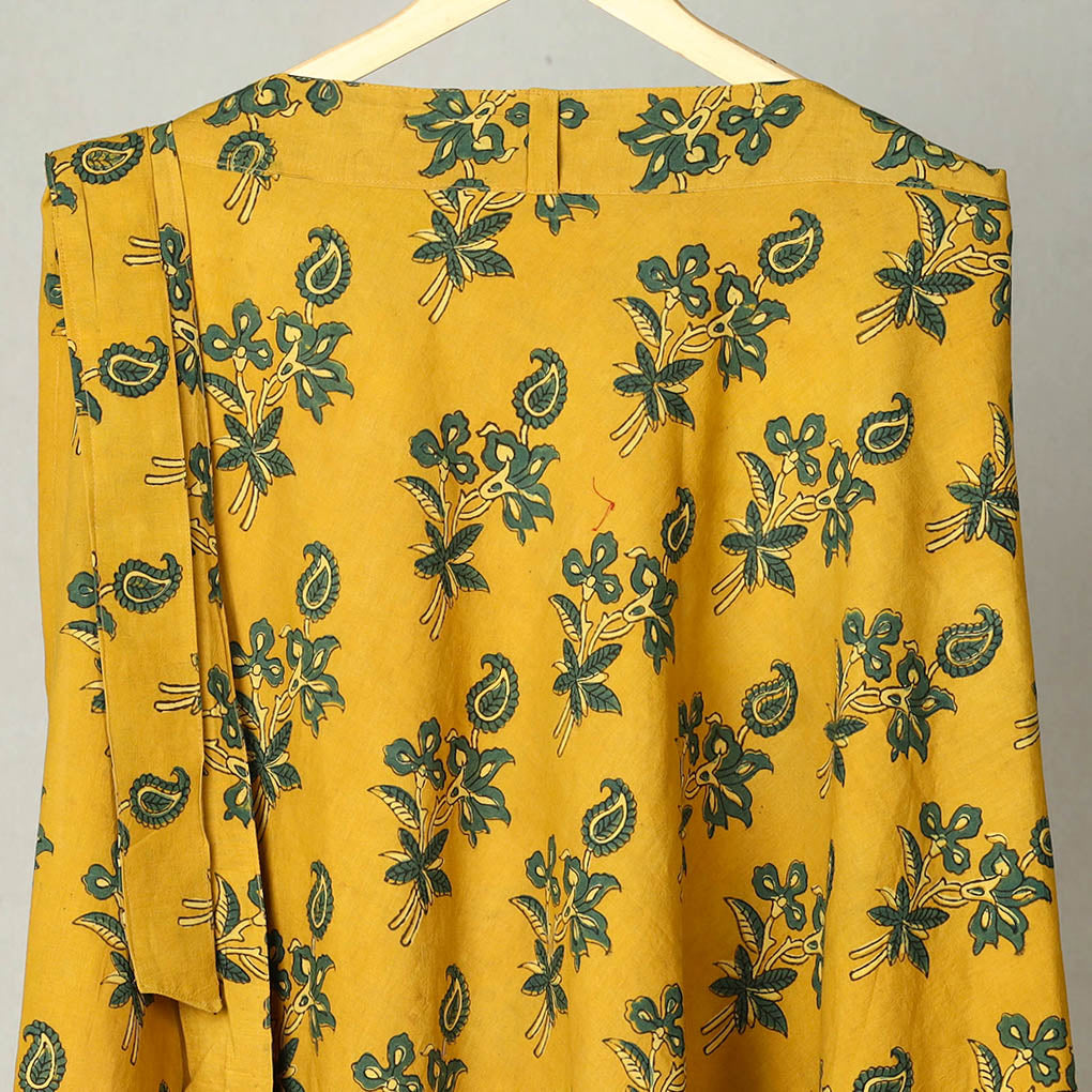 Yellow - Block Print Cotton Wrap Around Ajrakh Skirt 33