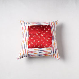 Pochampally Ikat Cushion Cover with Ajrakh Patch (16 x 16 in) 49