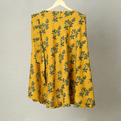 Yellow - Block Print Cotton Wrap Around Ajrakh Skirt 33