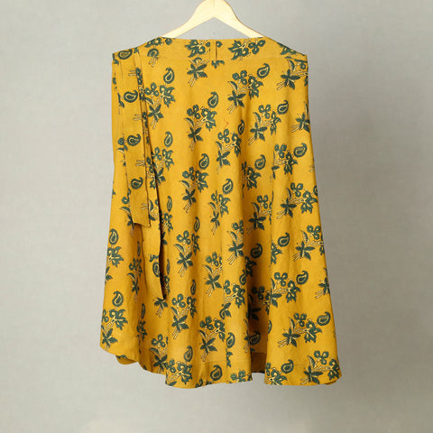 Yellow - Block Print Cotton Wrap Around Ajrakh Skirt 33