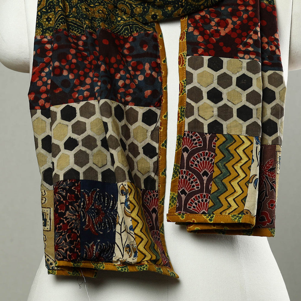 Multicolor - Patchwork Cotton Stole in Ajrakh Block Prints 43