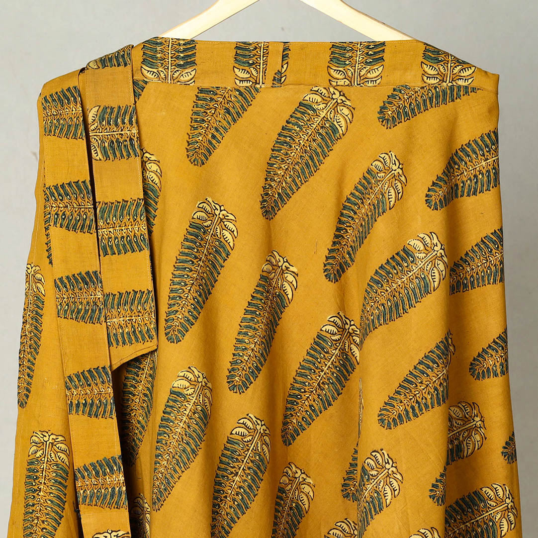 Yellow - Block Print Cotton Wrap Around Ajrakh Skirt 35