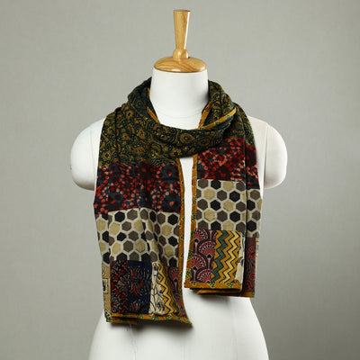 Multicolor - Patchwork Cotton Stole in Ajrakh Block Prints 43