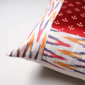 Pochampally Ikat Cushion Cover with Ajrakh Patch (16 x 16 in) 49