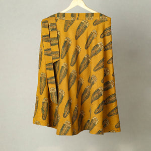 Yellow - Block Print Cotton Wrap Around Ajrakh Skirt 35