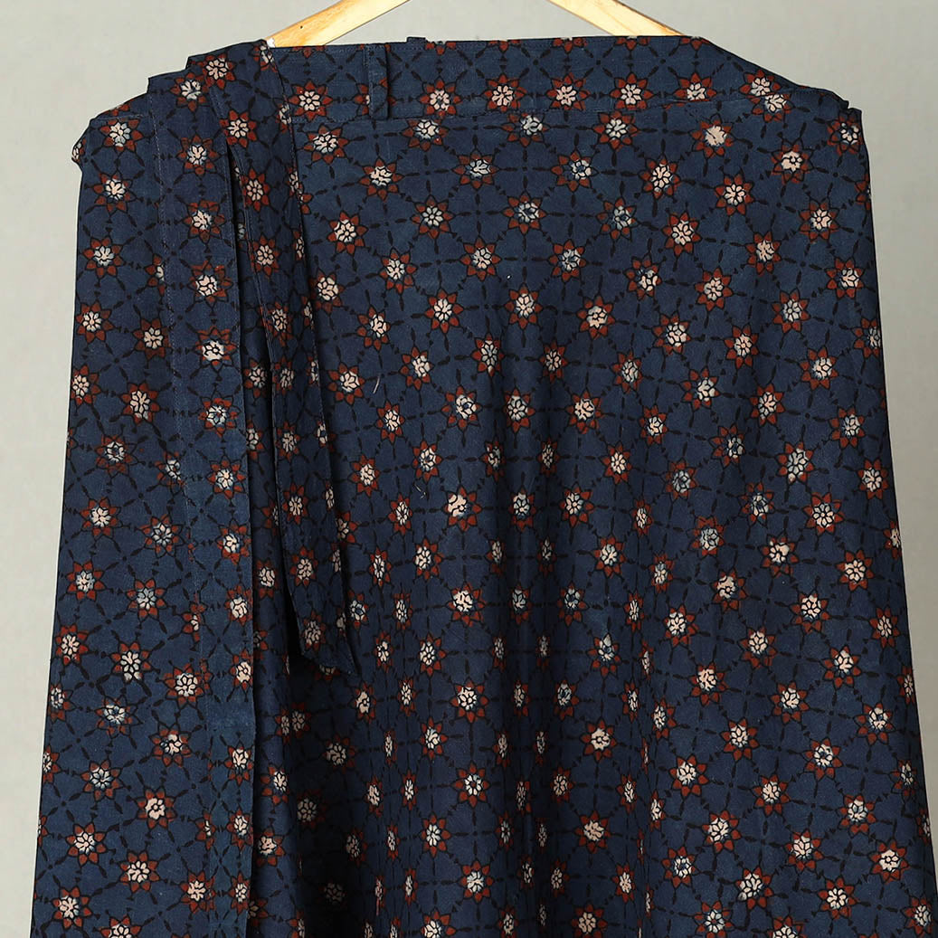 Blue - Block Print Cotton Wrap Around Ajrakh Skirt 36