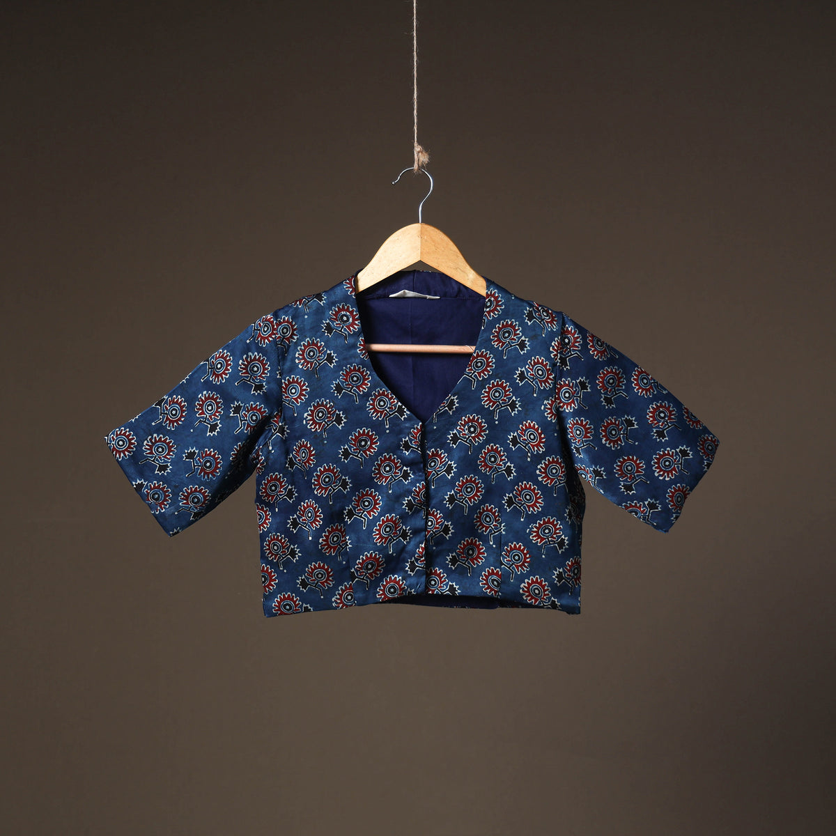 Ajrakh Hand Block Print Modal Silk Readymade Blouse 16
