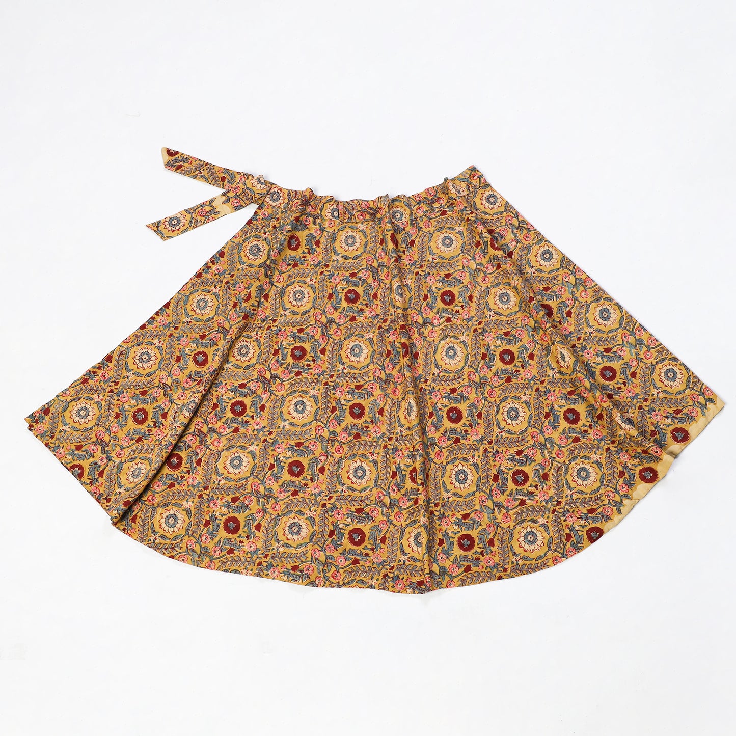 Block Print Cotton Wrap Around kalamkari Skirt 02