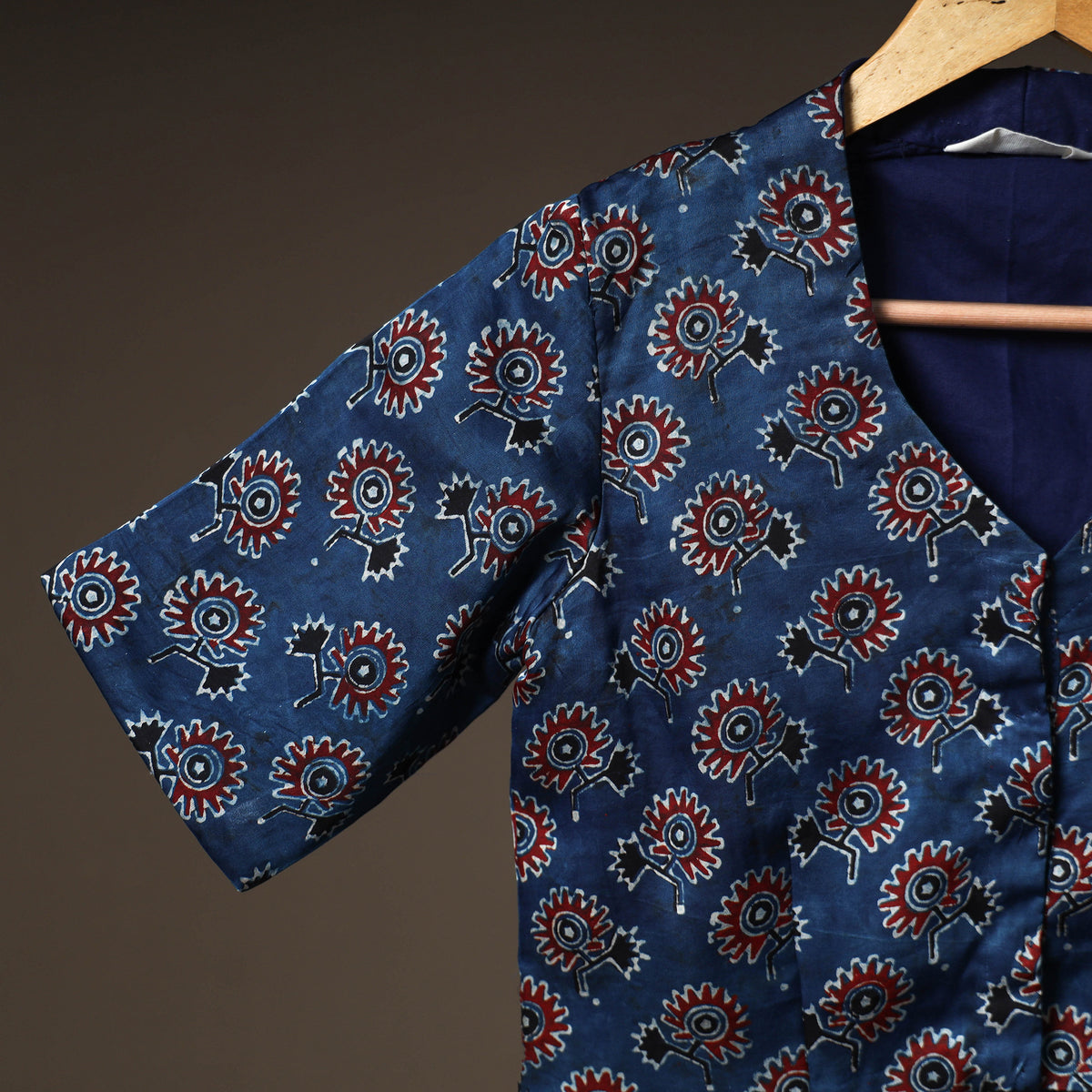 Ajrakh Hand Block Print Modal Silk Readymade Blouse 16