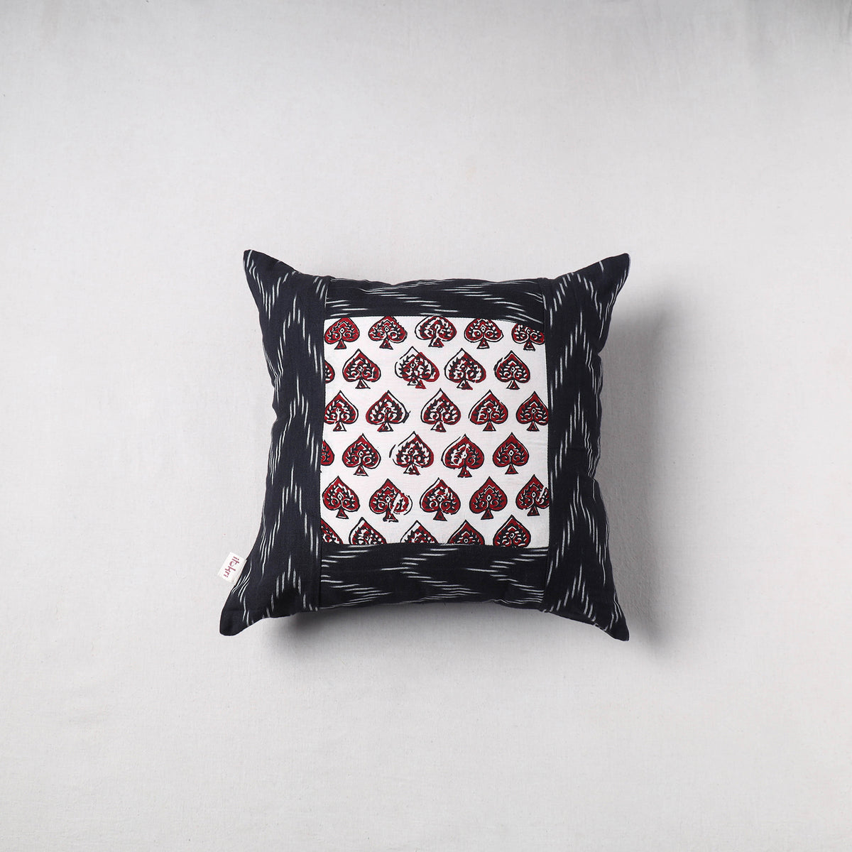 Pochampally Ikat Cushion Cover with Ajrakh Patch (16 x 16 in) 50