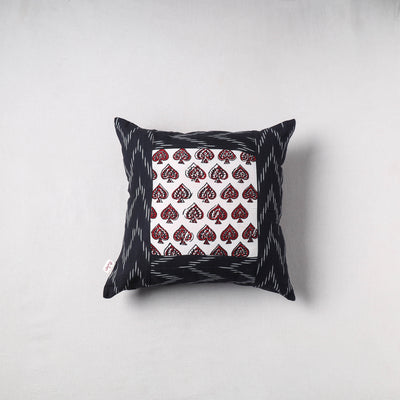 Pochampally Ikat Cushion Cover with Ajrakh Patch (16 x 16 in) 50