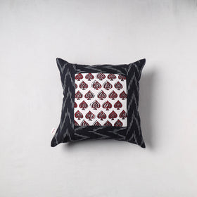 Pochampally Ikat Cushion Cover with Ajrakh Patch (16 x 16 in) 50