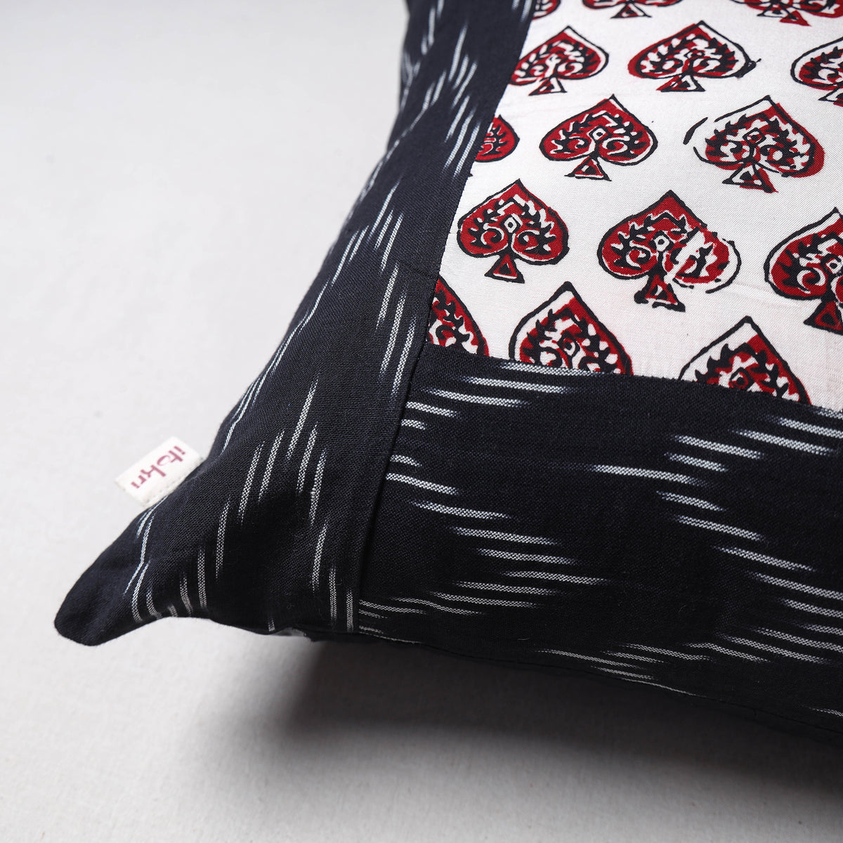 Pochampally Ikat Cushion Cover with Ajrakh Patch (16 x 16 in) 50