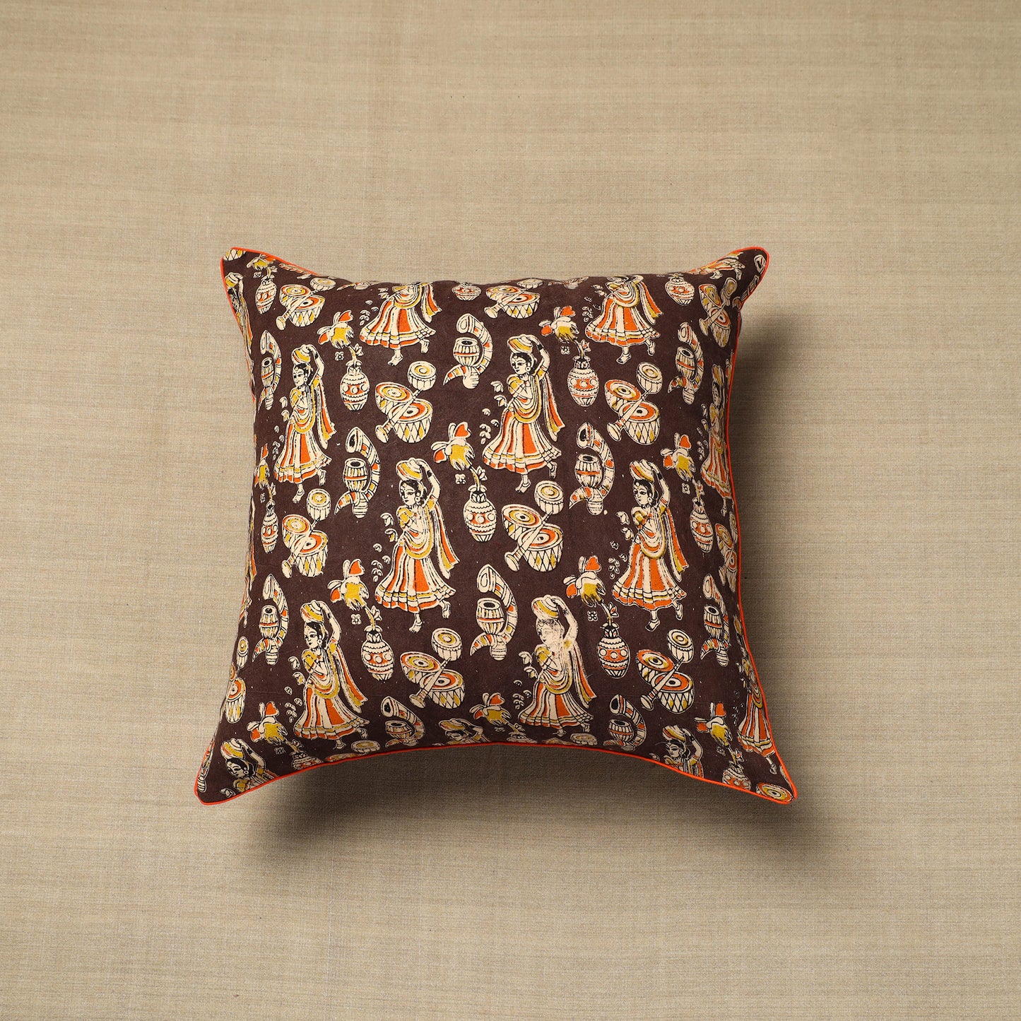 Cotton Kalamkari Printed Cushion Cover (16 x 16 in) 05