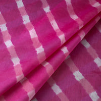 Pink - Handloom Chanderi Silk Mothra Tie-Dye Leheriya Fabric 06