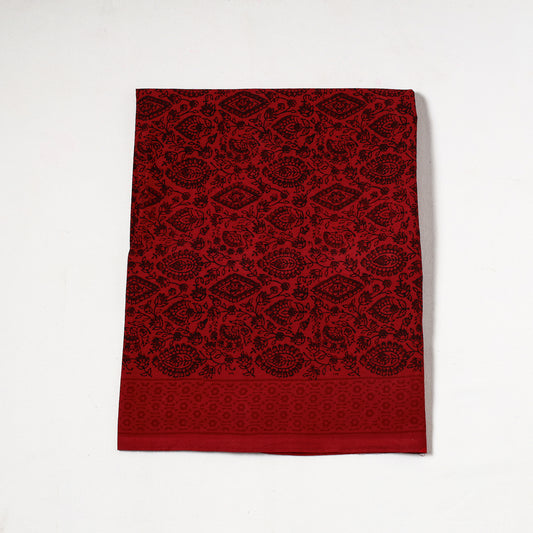 Red - Bagh Block Printed Cotton Precut Fabric (0.9 Meter) 14