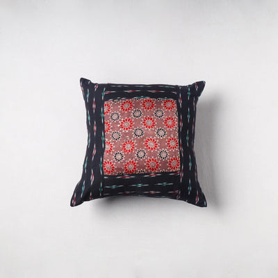 Pochampally Ikat Cushion Cover with Ajrakh Patch (16 x 16 in) 51