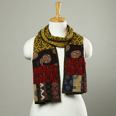 Multicolor - Patchwork Cotton Stole in Ajrakh Block Prints 19