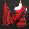 Red - 3pc Pochampally Ikat Weave Handloom Cotton Suit Material Set